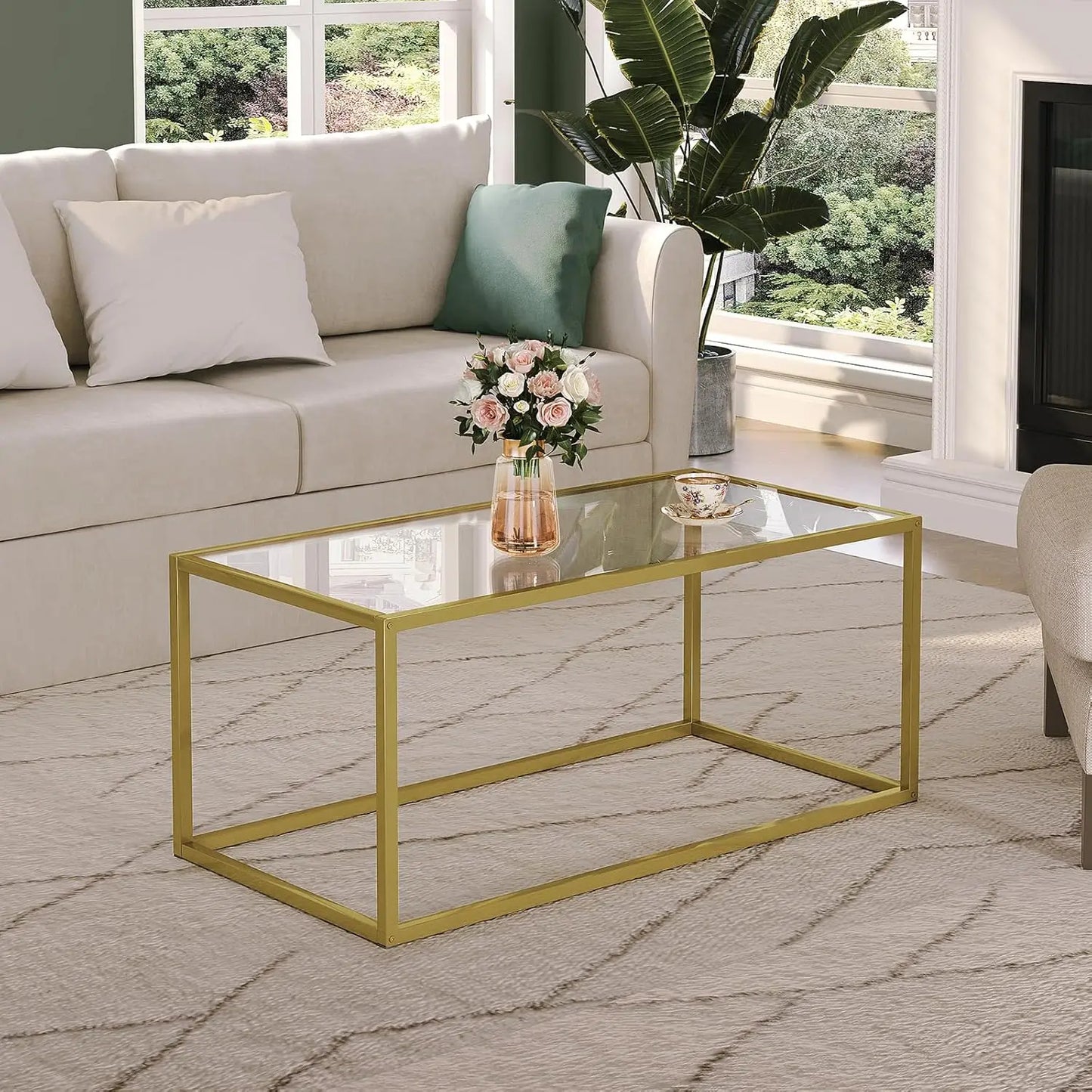 Harbor Glass Gold Frame Coffee Table