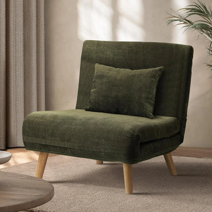 Nori Fabric Single Seater Sofa Bed - Emerald Green