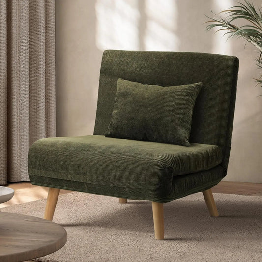 Nori Fabric Single Seater Sofa Bed - Emerald Green