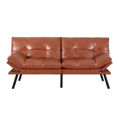 Dexter 3 Seater Leather Sofa Bed & Adjustable Armrest - Jersey Brown