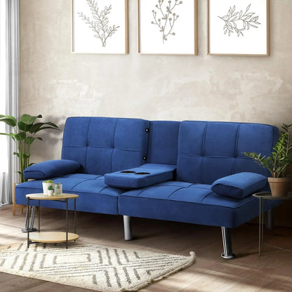 Klyne 3 Seater Fabric Sofa Bed with Cupholders