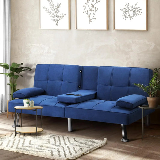 Klyne 3 Seater Fabric Sofa Bed with Cupholders