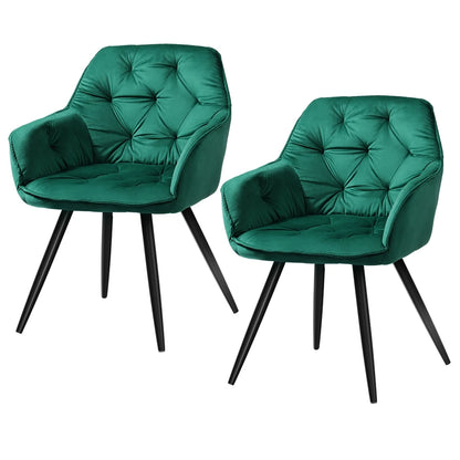 Arden Velvet Diamond Tufted Dining Chair - Set of 2