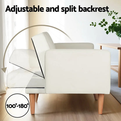 Arlo 3 Seater Sofa Bed Soft Faux Linen -Beige