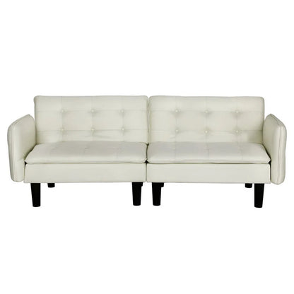 Arlo 3 Seater Button Sofa Bed Faux Linen Beige