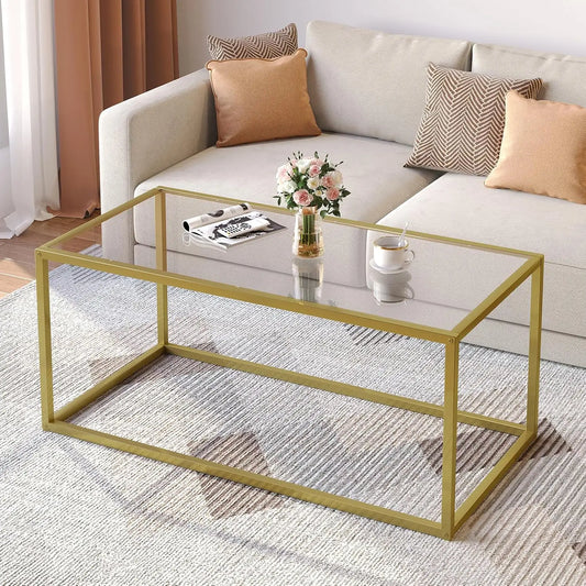 Harbor Glass Gold Frame Coffee Table