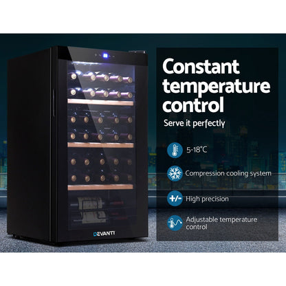NNEDSZ 34 Bottles Wine Cooler Compressor Chiller Beverage Fridge