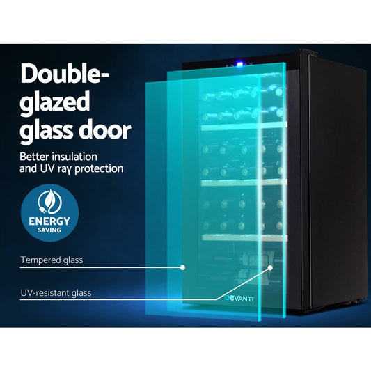 NNEDSZ 34 Bottles Wine Cooler Compressor Chiller Beverage Fridge