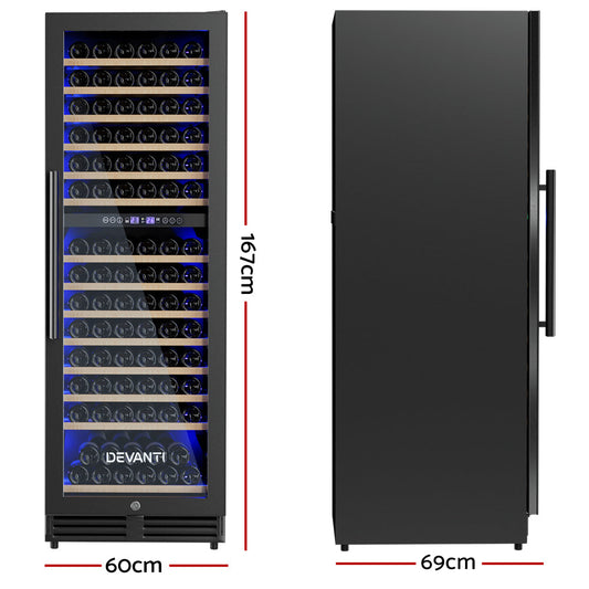 NNEDSZ Devanti Wine Fridge Cooler Dual Zone 154 Bottles